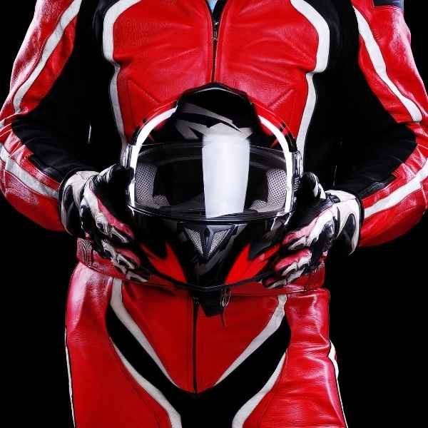 motorcycle leathers with helmet
